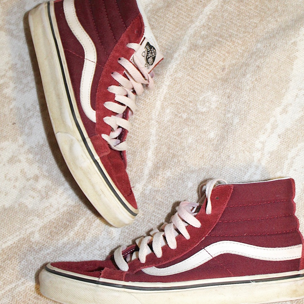 Maroon high top Vans